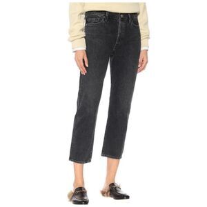 Goldsign Low Slung Crop Jeans in Marled Black Cotton